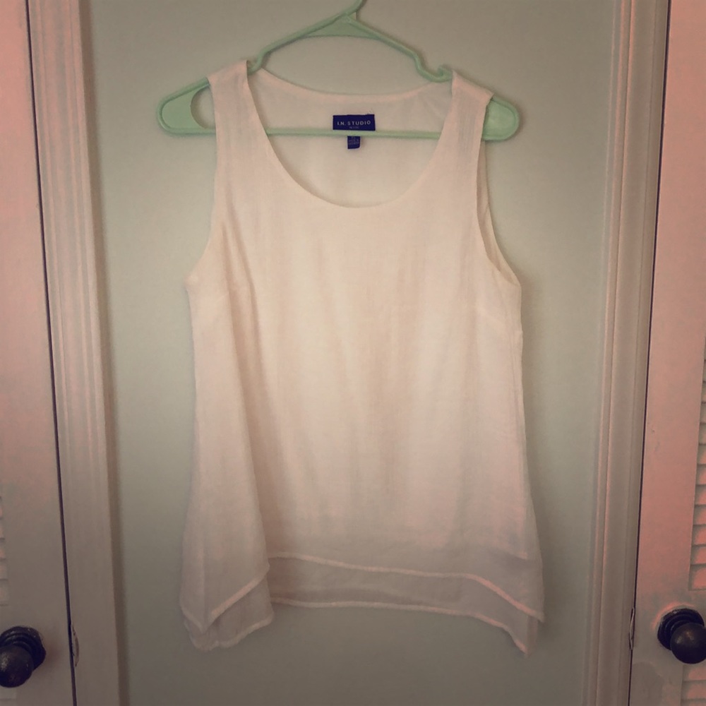 Double layer white gauze tank